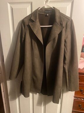 Premise Olive Green Open-Front Blazer Jacket